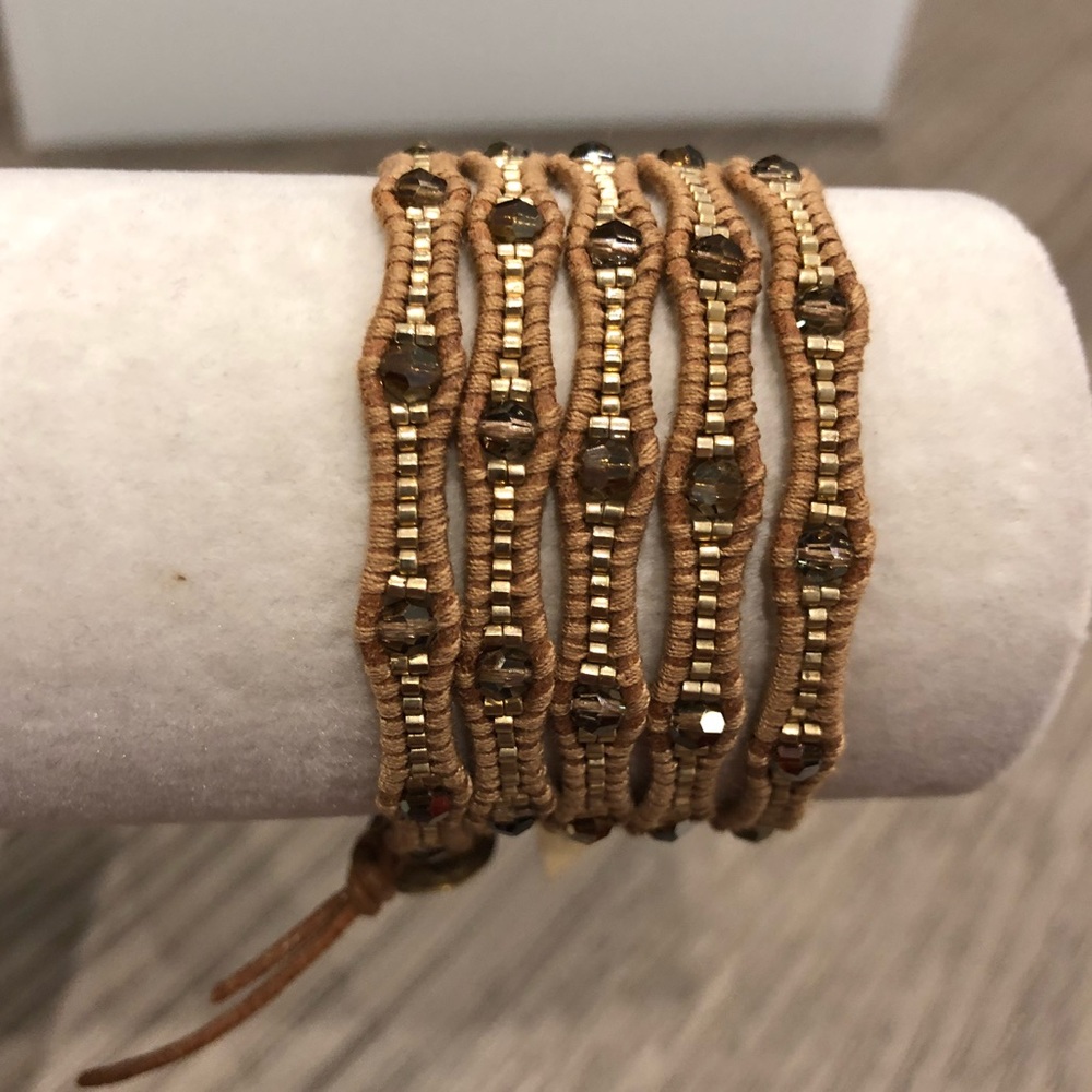 New Auth Chan Luu Bronze Crystal Beaded Five Wrap
